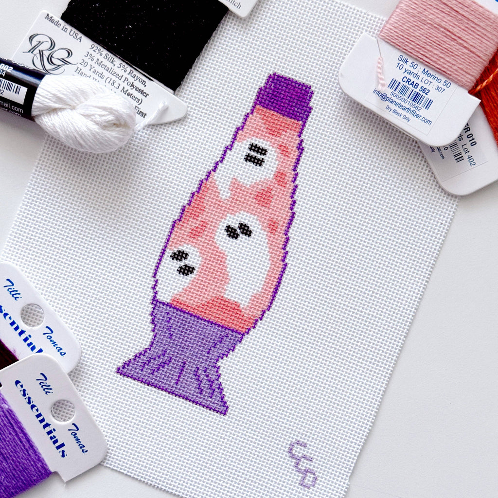 Halloween Needlepoint Canvas 18 Mesh 5” Design, Ghost Lava Lamp Needlepoint Canvas