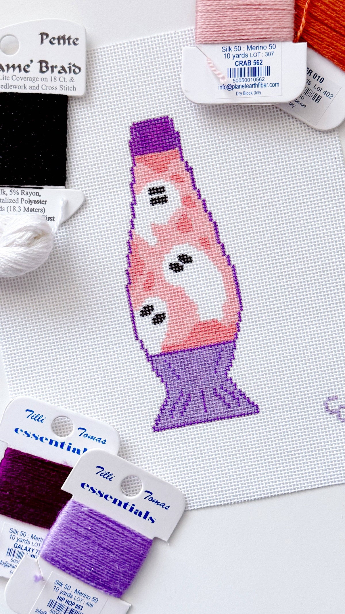 Halloween Needlepoint Canvas 18 Mesh 5” Design, Ghost Lava Lamp Needlepoint Canvas