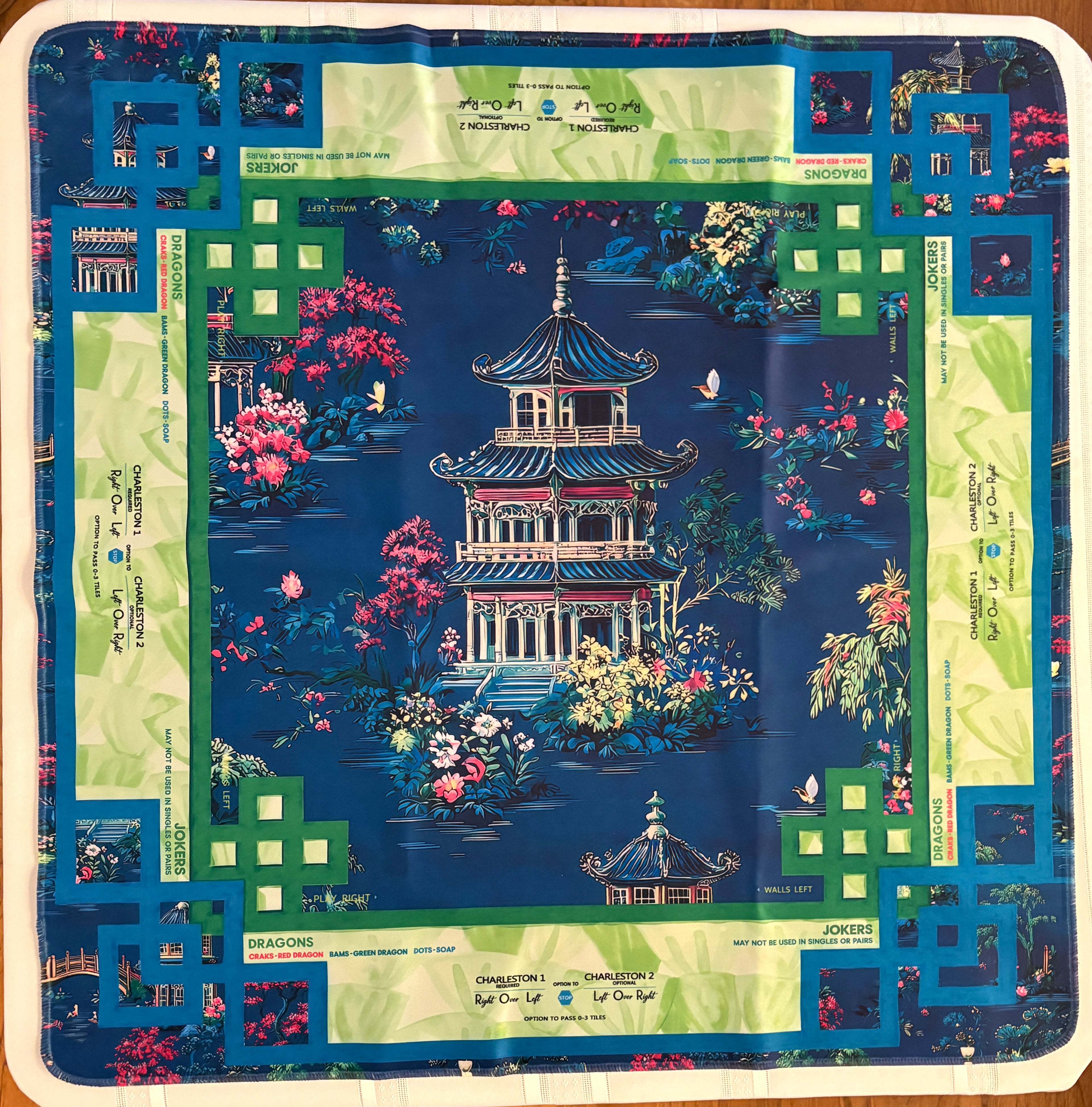 Azure Pagoda Mahjong Mat