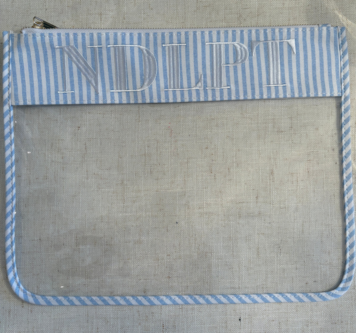 "NDLPT" Blue Stripe Needlepoint Project Bag
