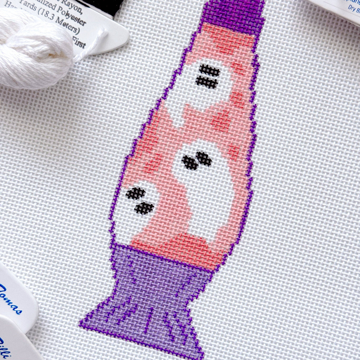 Halloween Needlepoint Canvas 18 Mesh 5” Design, Ghost Lava Lamp Needlepoint Canvas