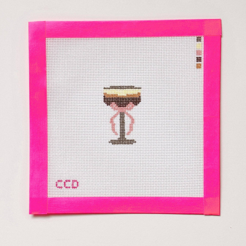 Hand Painted Espresso Martini 2” Needepoint Canvas 18 Mesh Coquette Needlepoint Canvas Cocktail Hand Painted