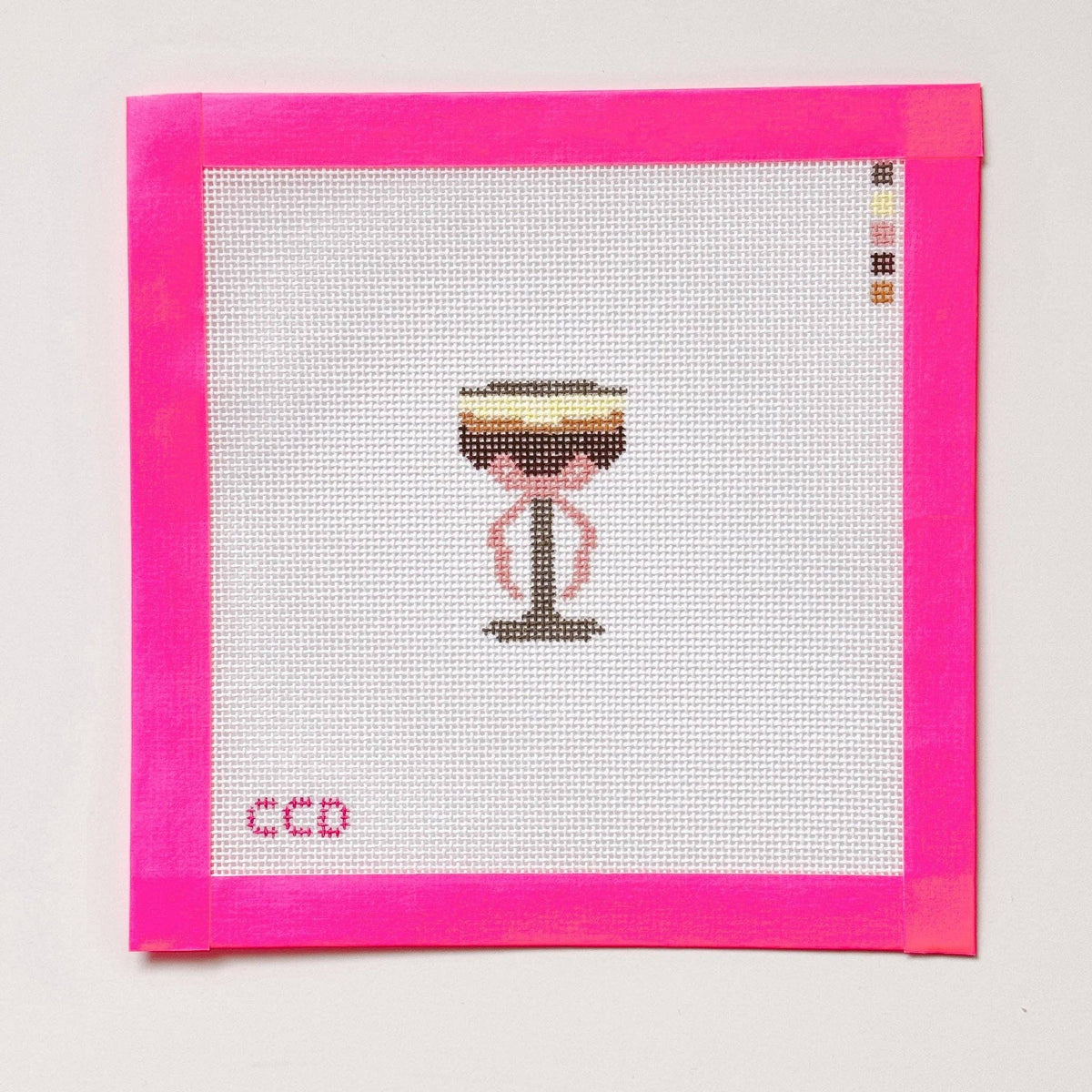 Hand Painted Espresso Martini 2” Needepoint Canvas 18 Mesh Coquette Needlepoint Canvas Cocktail Hand Painted