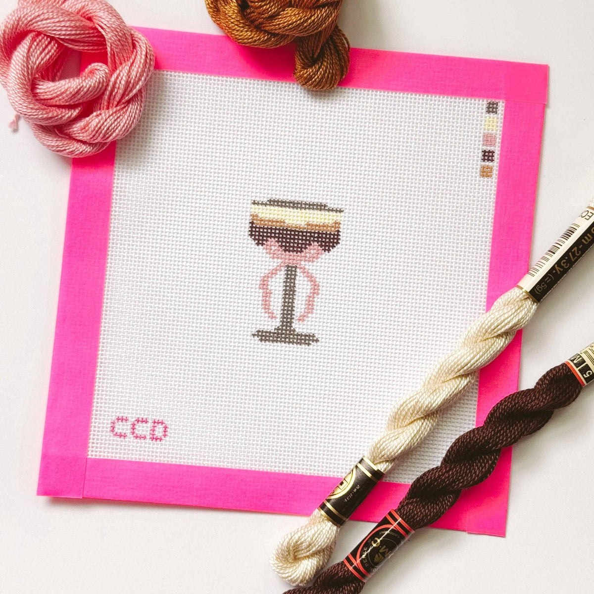 Hand Painted Espresso Martini 2” Needepoint Canvas 18 Mesh Coquette Needlepoint Canvas Cocktail Hand Painted